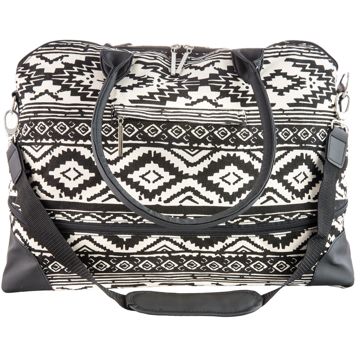 Champion Sports JFIT Hailey Tribal Print Expandable Travel Tote Bag Black White 14"W x 19"L x 9"H (CMP-J-HAILEY)