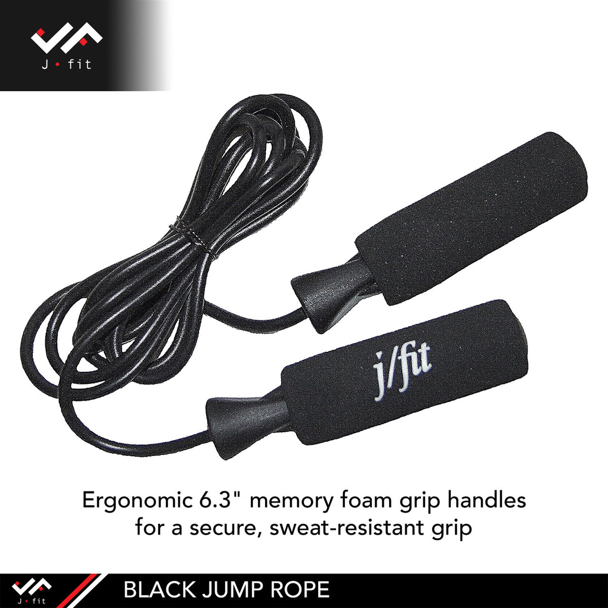Champion Sports JFIT Speed Jump Rope Adjustable Steel Cable 110"L (CMP-J-JRBK)