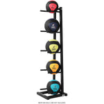 Champion Sports JFIT Medicine Ball Rack 5-Tier Freestanding Steel Storage Matte Black (CMP-J-MBRACK)