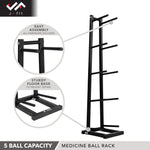 Champion Sports JFIT Medicine Ball Rack 5-Tier Freestanding Steel Storage Matte Black (CMP-J-MBRACK)