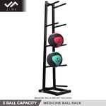 Champion Sports JFIT Medicine Ball Rack 5-Tier Freestanding Steel Storage Matte Black (CMP-J-MBRACK)