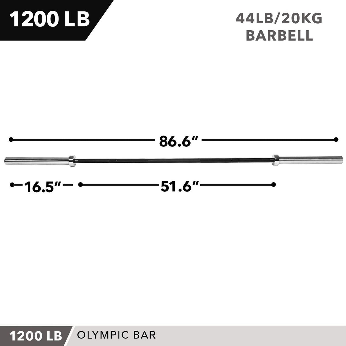 Champion Sports JFIT Olympic Barbell 7 ft - 45 lb (CMP-J-OLYBB1200)