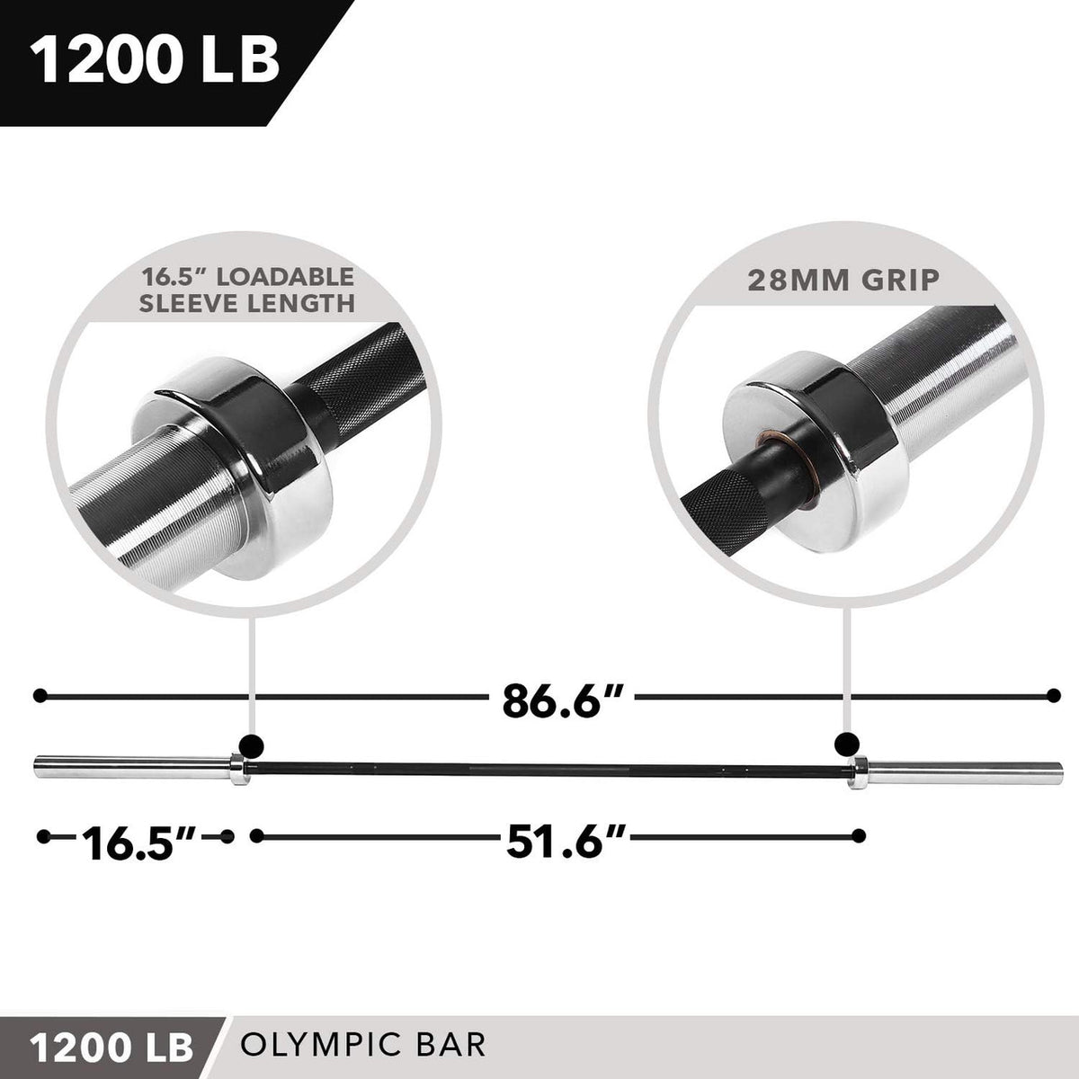 Champion Sports JFIT Olympic Barbell 7 ft - 45 lb (CMP-J-OLYBB1200)