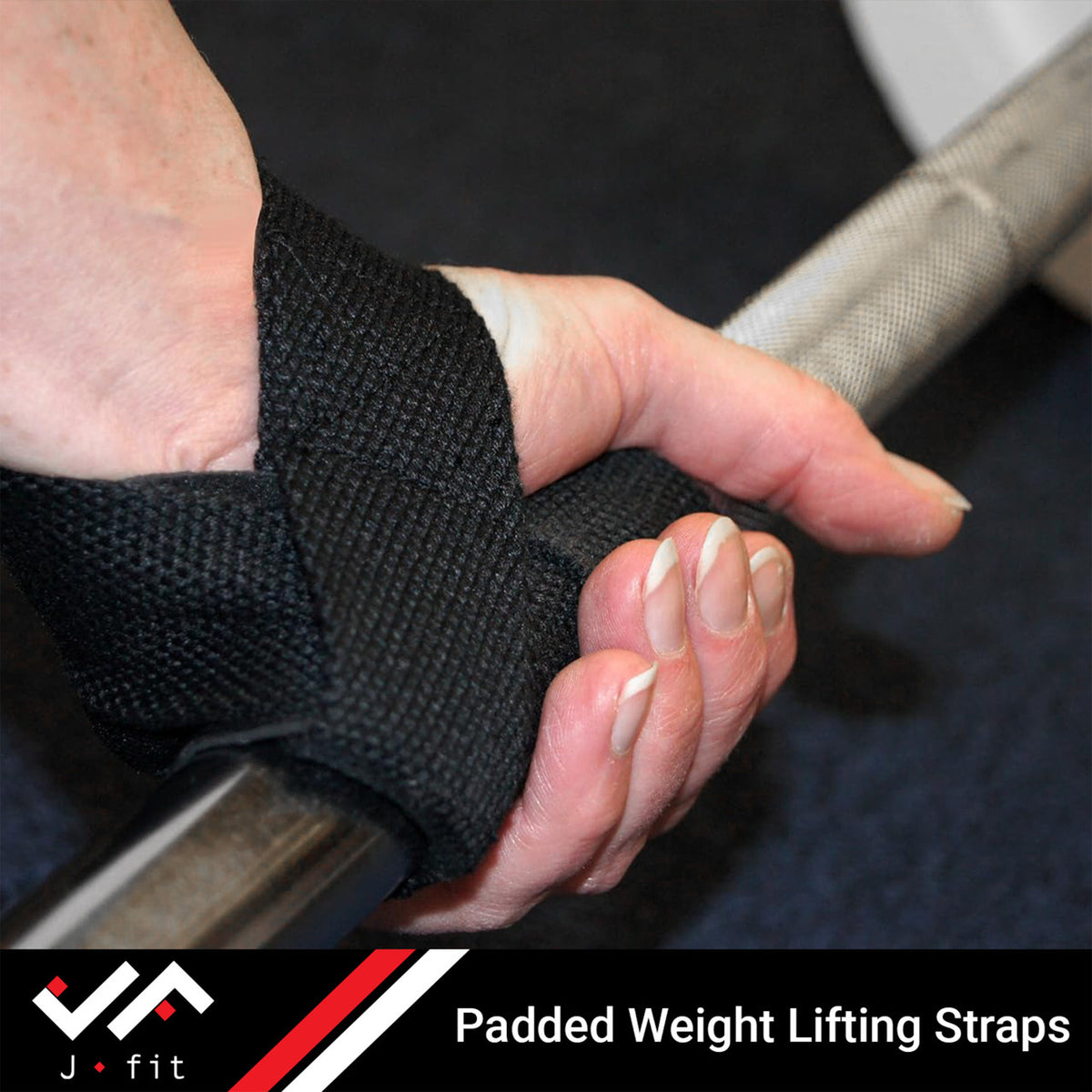 Champion Sports JFIT Padded Lifting Straps Heavy-Duty Wrist Support Pair 2"W x 21"L (CMP-J-PADSTRAP)
