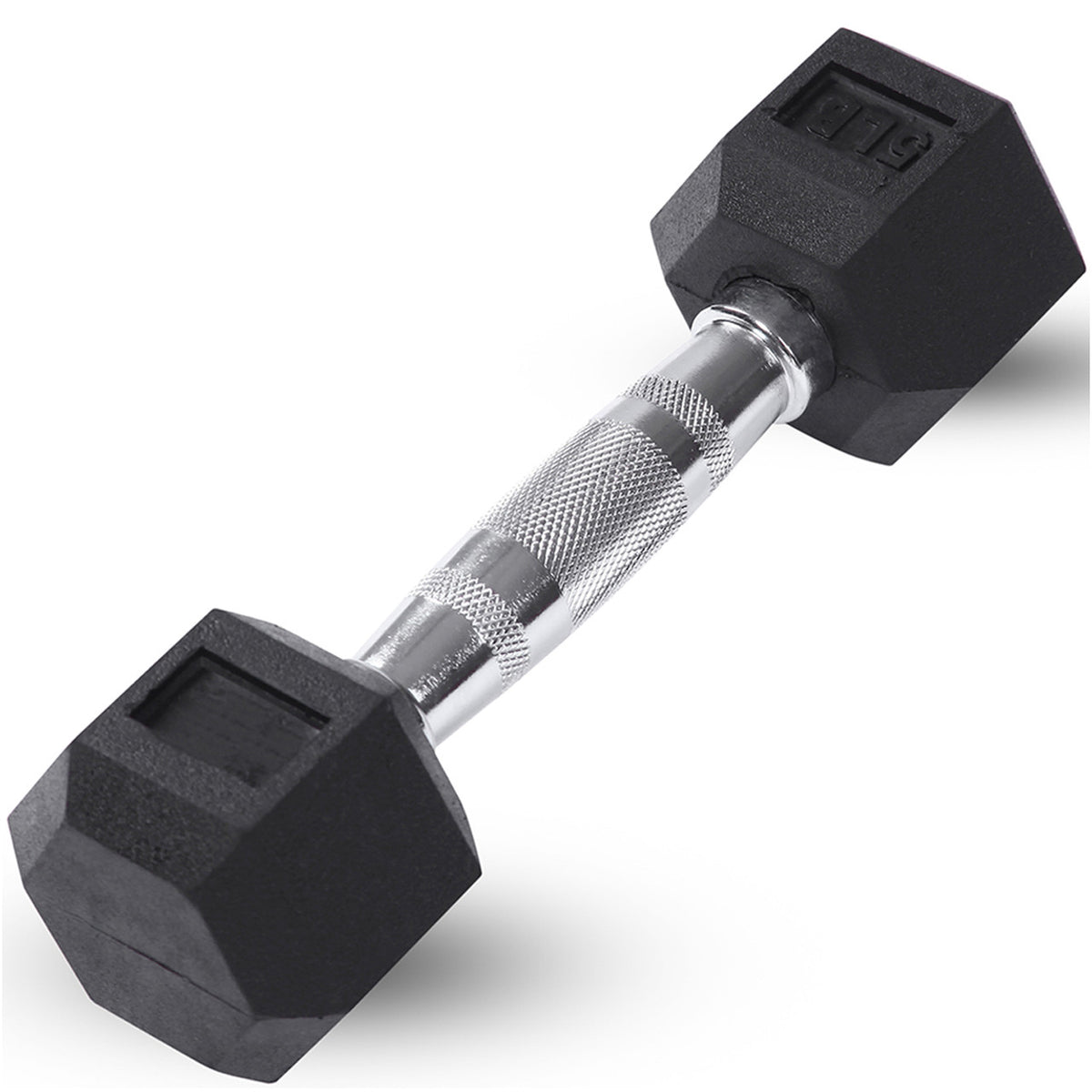 Champion Sports JFIT Rubber Hex Dumbbell Strength Training 5 lb Single (CMP-J-RHDB5)
