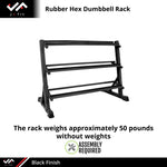 Champion Sports JFIT Rubber Hex Dumbbell Storage Rack 3-Tier Steel Rack 21