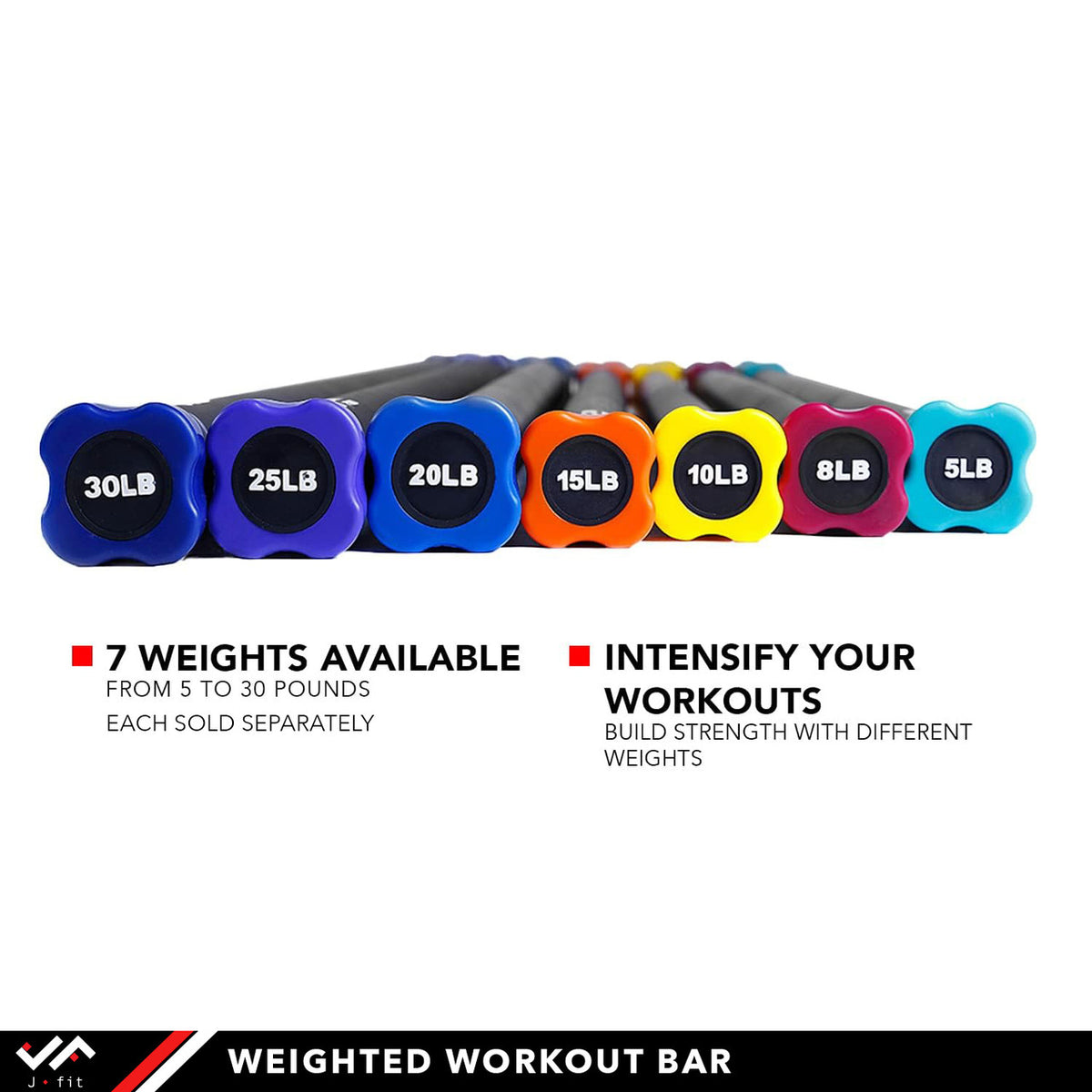 Champion Sports JFIT Weighted Workout Bar Strength Training 15 lb - 48"L (CMP-J-RPWB15)