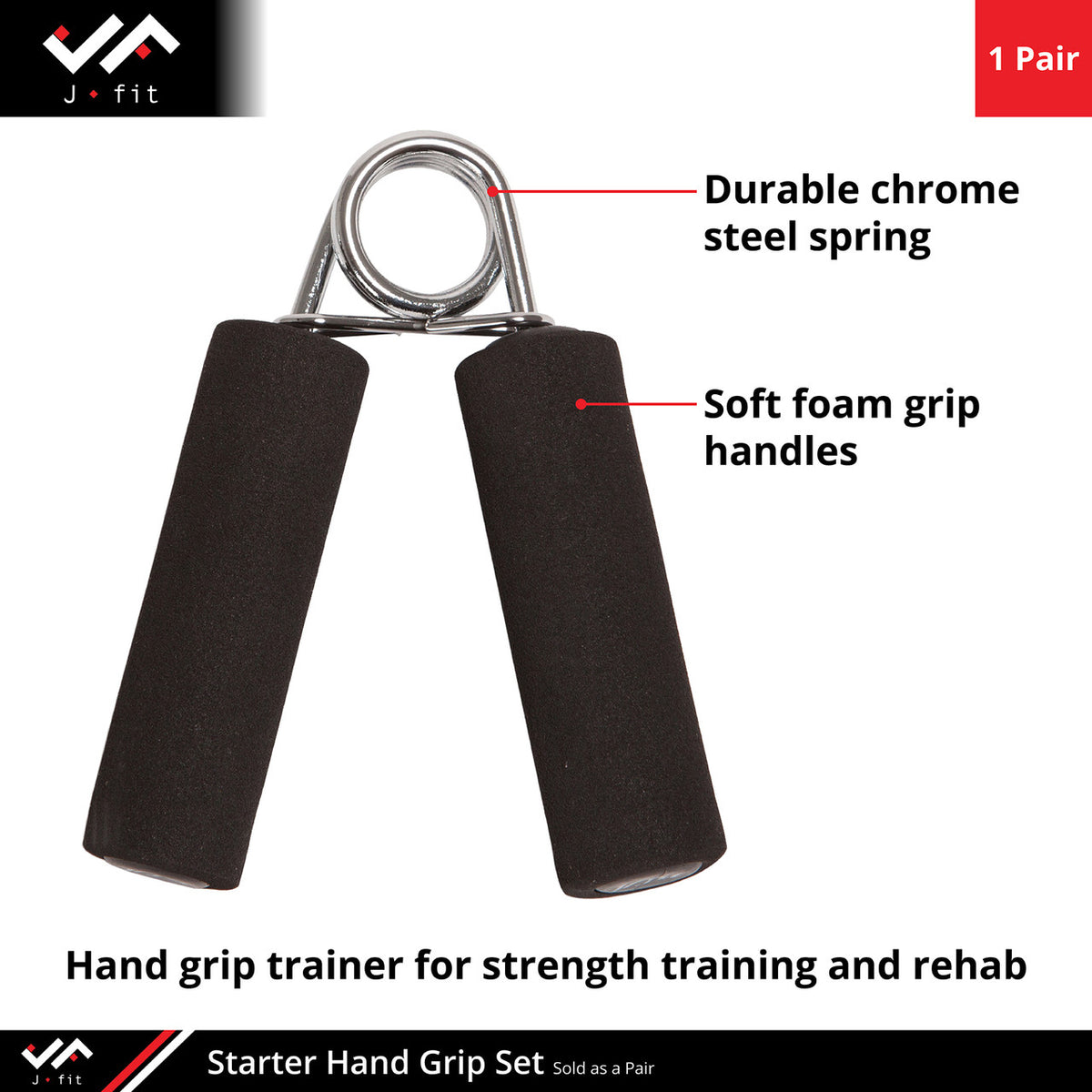 Champion Sports JFIT Starter Hand Grips with Chrome Steel Springs Pair (CMP-J-STRGRIP)