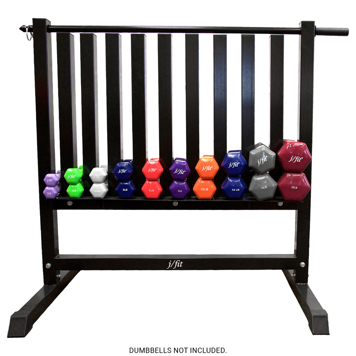 Champion Sports JFIT Vinyl Dumbbell Storage Rack with Rolling Wheels 42.5"W x 26.5"L x 46"H (CMP-J-VDRACK)