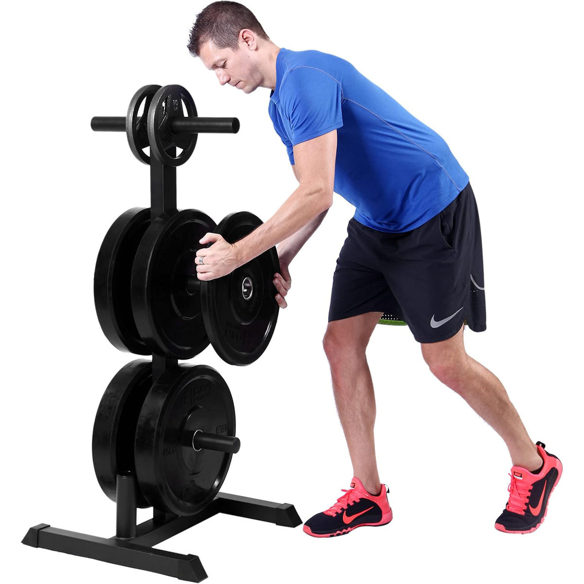 Champion Sports JFIT Weight Rack and Bar Holder Olympic Plate Storage 850 lb Capacity Black (CMP-J-WBHRACK)