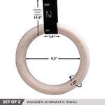 Champion Sports JFIT Wooden Gymnastics Rings with Adjustable Straps 9.25