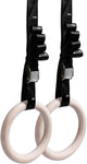 Champion Sports JFIT Wooden Gymnastics Rings with Adjustable Straps 9.25