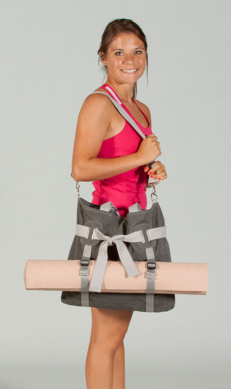Champion Sports JFIT Yoga Mat Shoulder Bag Convertible Cotton Canvas 16"H Gray (CMP-J-YMATBAG)