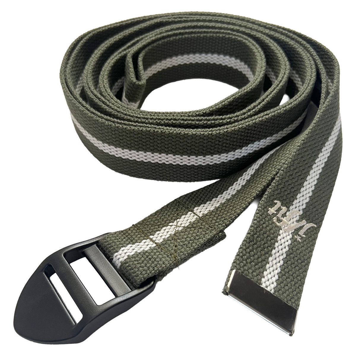 Champion Sports JFIT Yoga Strap 10 ft Green White Cotton with Non Slip Buckles (CMP-J-YSTRAP10GNWH)