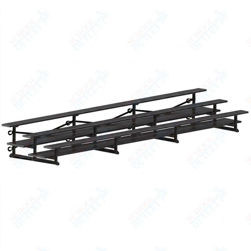 Jaypro Sports Bleacher  - 3 Row - Tip & Roll, Double Foot Plank, Powder Coated - 21' L (BLDP-321TRGPC)