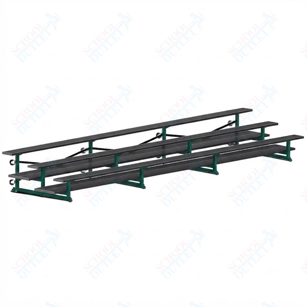 Jaypro Sports Bleacher  - 3 Row - Tip & Roll, Double Foot Plank, Powder Coated - 21' L (BLDP-321TRGPC)