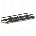 Jaypro Sports Bleacher  - 3 Row - Tip & Roll, Double Foot Plank, Powder Coated - 21' L (BLDP-321TRGPC)