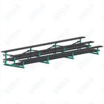 Jaypro Sports Bleacher  - 3 Row - Tip & Roll, Double Foot Plank, Powder Coated - 21' L (BLDP-321TRGPC)
