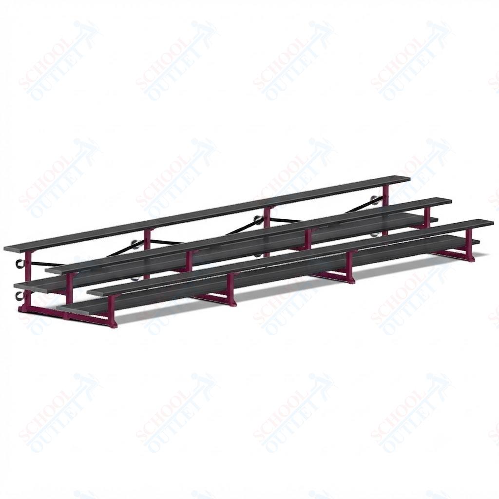 Jaypro Sports Bleacher  - 3 Row - Tip & Roll, Double Foot Plank, Powder Coated - 21' L (BLDP-321TRGPC)