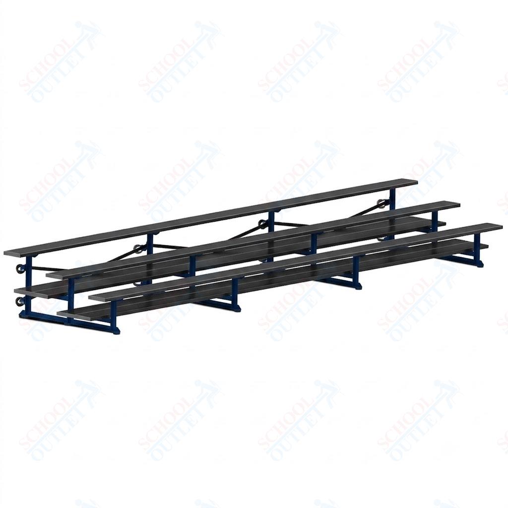 Jaypro Sports Bleacher  - 3 Row - Tip & Roll, Double Foot Plank, Powder Coated - 21' L (BLDP-321TRGPC)