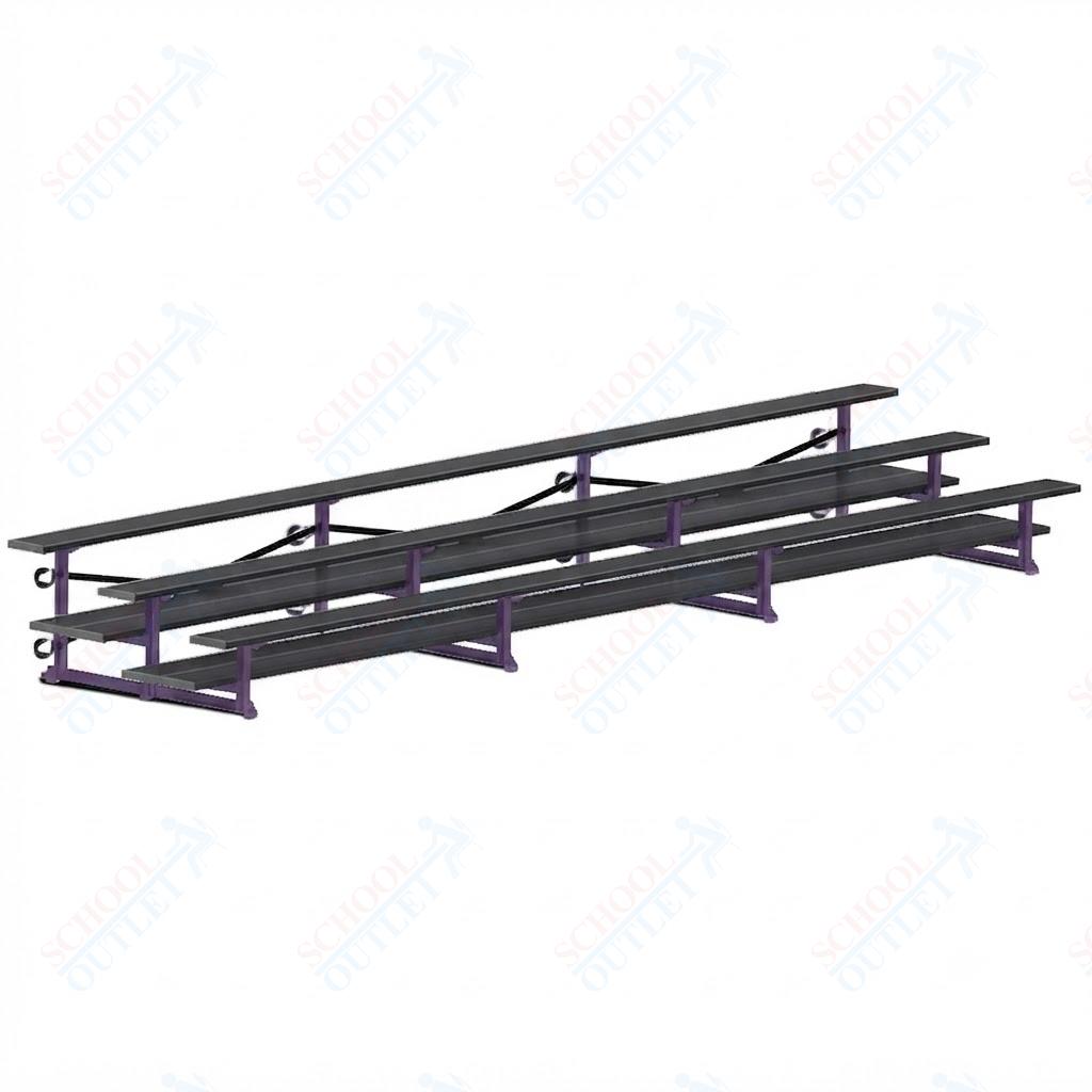 Jaypro Sports Bleacher  - 3 Row - Tip & Roll, Double Foot Plank, Powder Coated - 21' L (BLDP-321TRGPC)