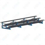 Jaypro Sports Bleacher  - 3 Row - Tip & Roll, Double Foot Plank, Powder Coated - 21' L (BLDP-321TRGPC)