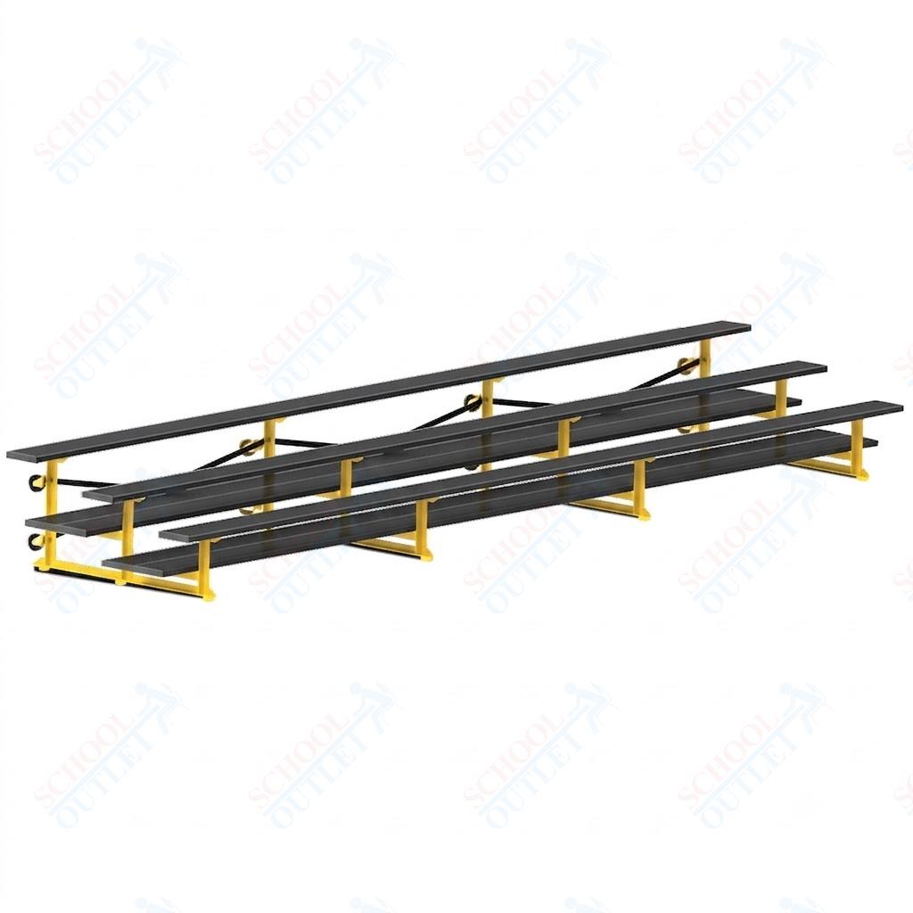 Jaypro Sports Bleacher  - 3 Row - Tip & Roll, Double Foot Plank, Powder Coated - 21' L (BLDP-321TRGPC)
