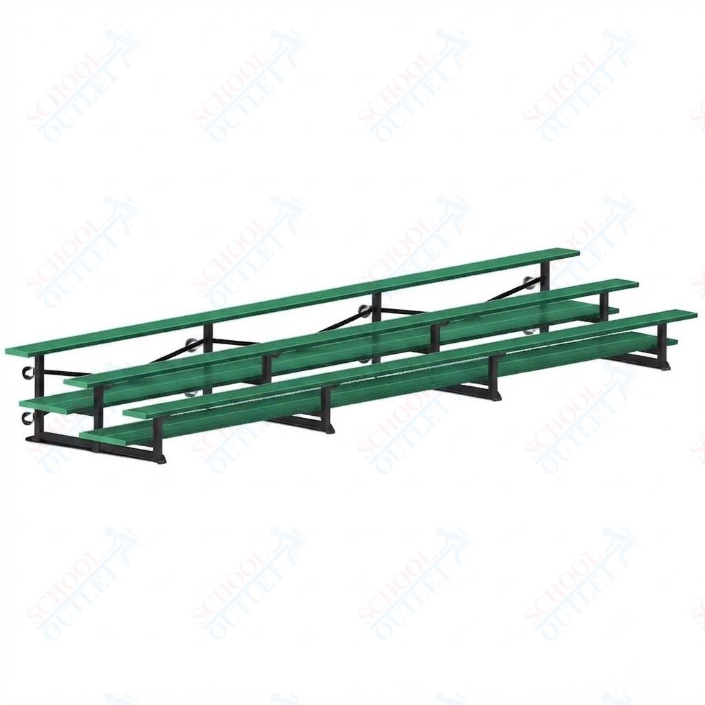 Jaypro Sports Bleacher  - 3 Row - Tip & Roll, Double Foot Plank, Powder Coated - 21' L (BLDP-321TRGPC)