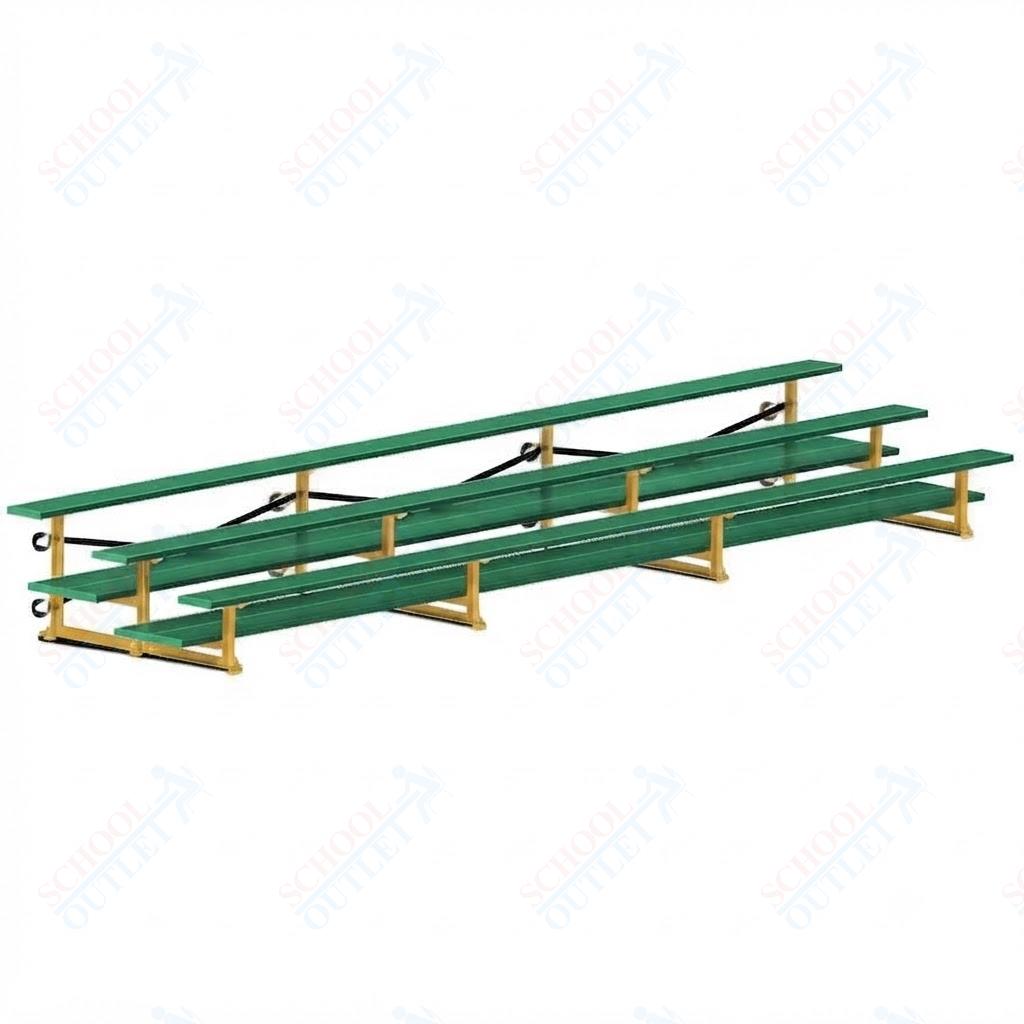 Jaypro Sports Bleacher  - 3 Row - Tip & Roll, Double Foot Plank, Powder Coated - 21' L (BLDP-321TRGPC)