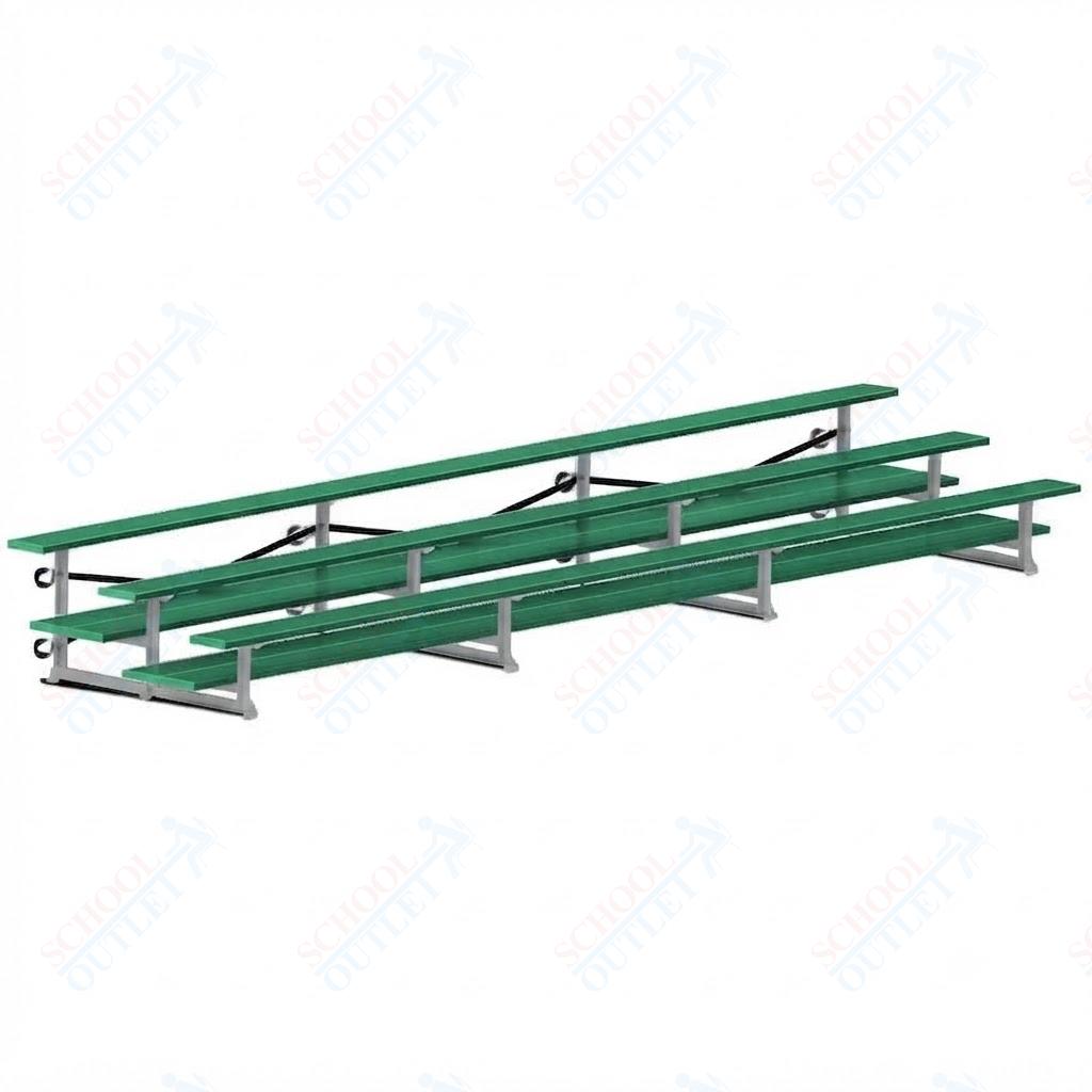 Jaypro Sports Bleacher  - 3 Row - Tip & Roll, Double Foot Plank, Powder Coated - 21' L (BLDP-321TRGPC)