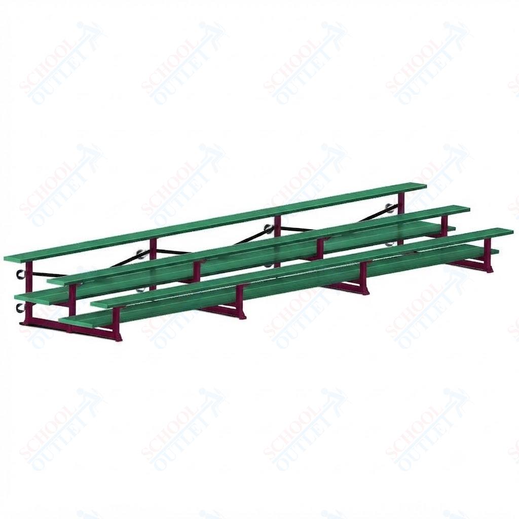 Jaypro Sports Bleacher  - 3 Row - Tip & Roll, Double Foot Plank, Powder Coated - 21' L (BLDP-321TRGPC)