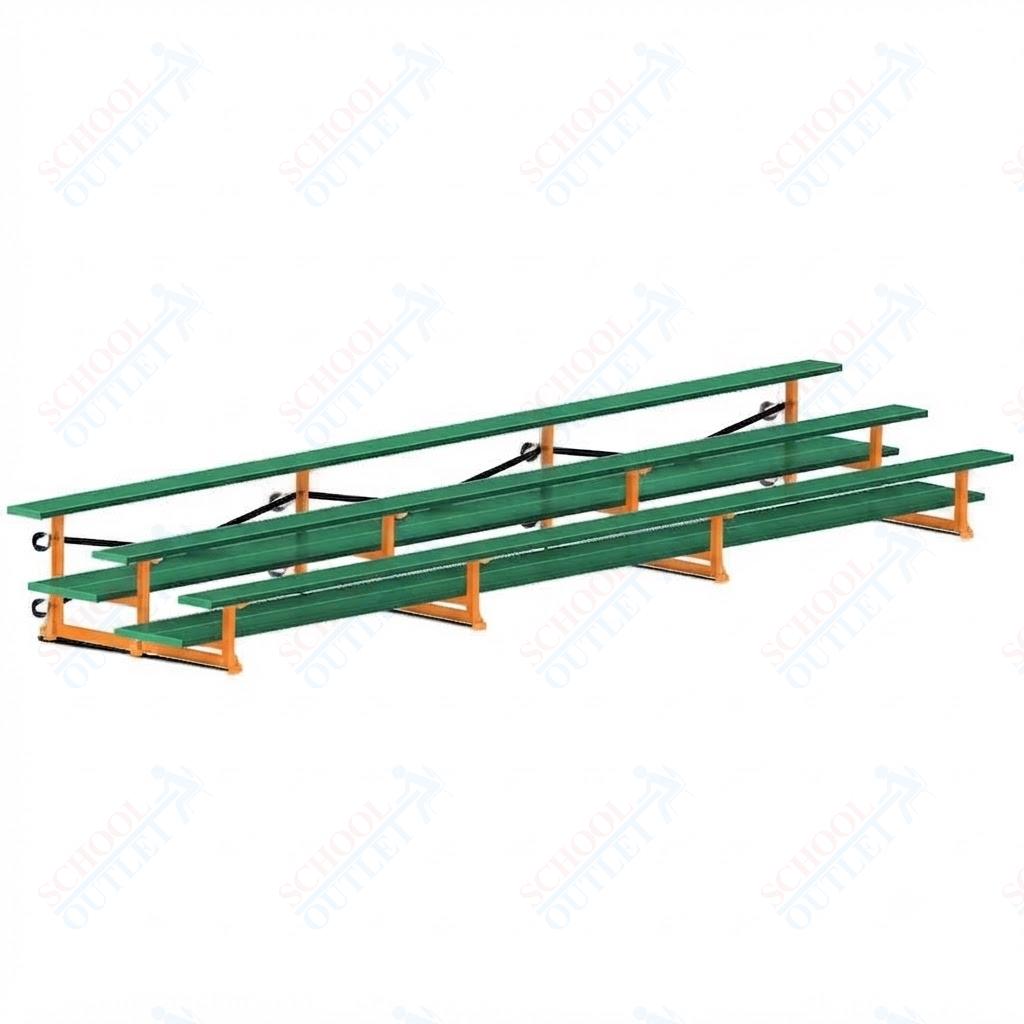 Jaypro Sports Bleacher  - 3 Row - Tip & Roll, Double Foot Plank, Powder Coated - 21' L (BLDP-321TRGPC)