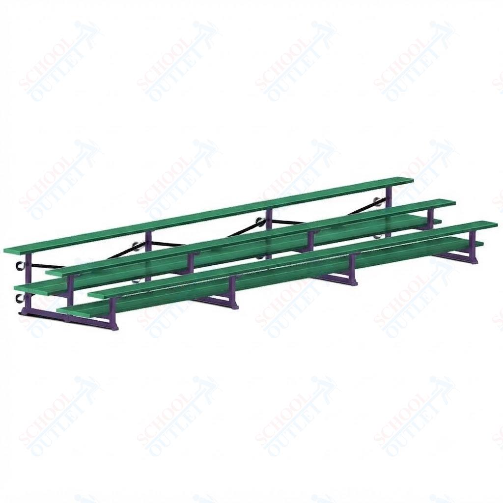 Jaypro Sports Bleacher  - 3 Row - Tip & Roll, Double Foot Plank, Powder Coated - 21' L (BLDP-321TRGPC)