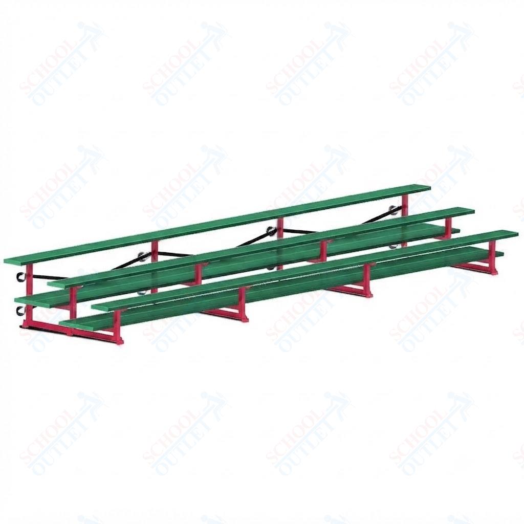 Jaypro Sports Bleacher  - 3 Row - Tip & Roll, Double Foot Plank, Powder Coated - 21' L (BLDP-321TRGPC)
