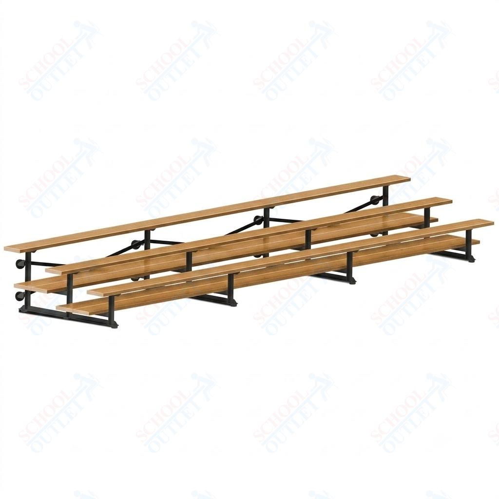 Jaypro Sports Bleacher  - 3 Row - Tip & Roll, Double Foot Plank, Powder Coated - 21' L (BLDP-321TRGPC)