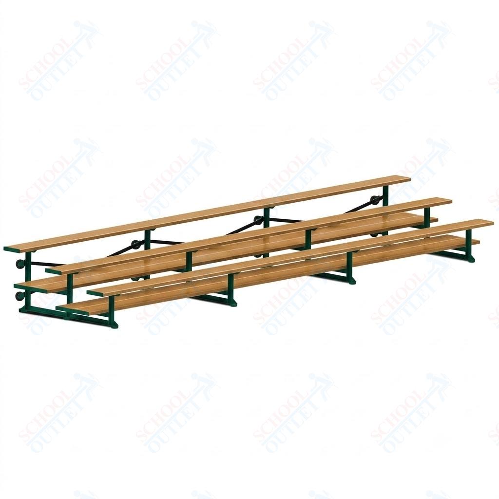 Jaypro Sports Bleacher  - 3 Row - Tip & Roll, Double Foot Plank, Powder Coated - 21' L (BLDP-321TRGPC)