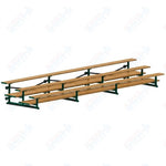 Jaypro Sports Bleacher  - 3 Row - Tip & Roll, Double Foot Plank, Powder Coated - 21' L (BLDP-321TRGPC)