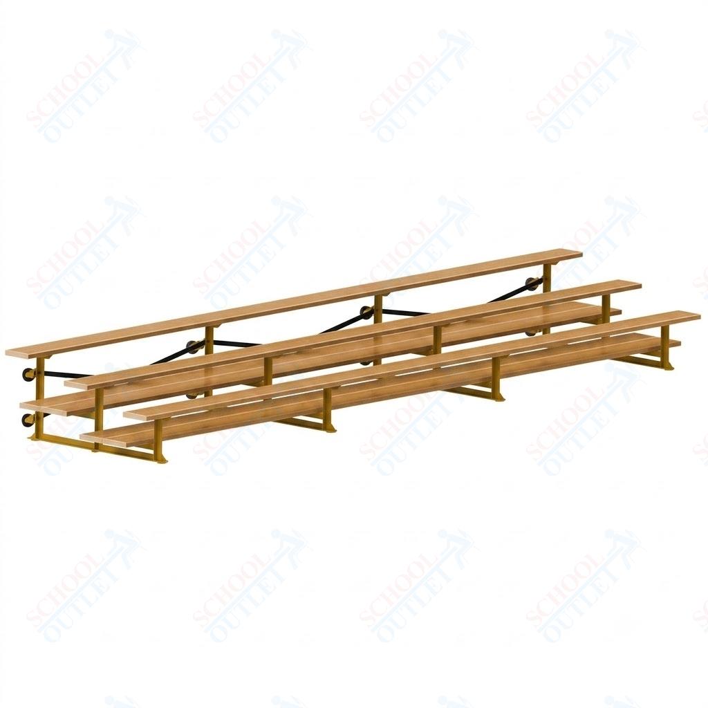 Jaypro Sports Bleacher  - 3 Row - Tip & Roll, Double Foot Plank, Powder Coated - 21' L (BLDP-321TRGPC)