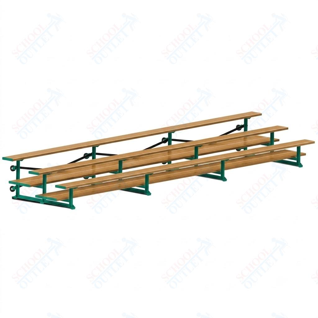 Jaypro Sports Bleacher  - 3 Row - Tip & Roll, Double Foot Plank, Powder Coated - 21' L (BLDP-321TRGPC)
