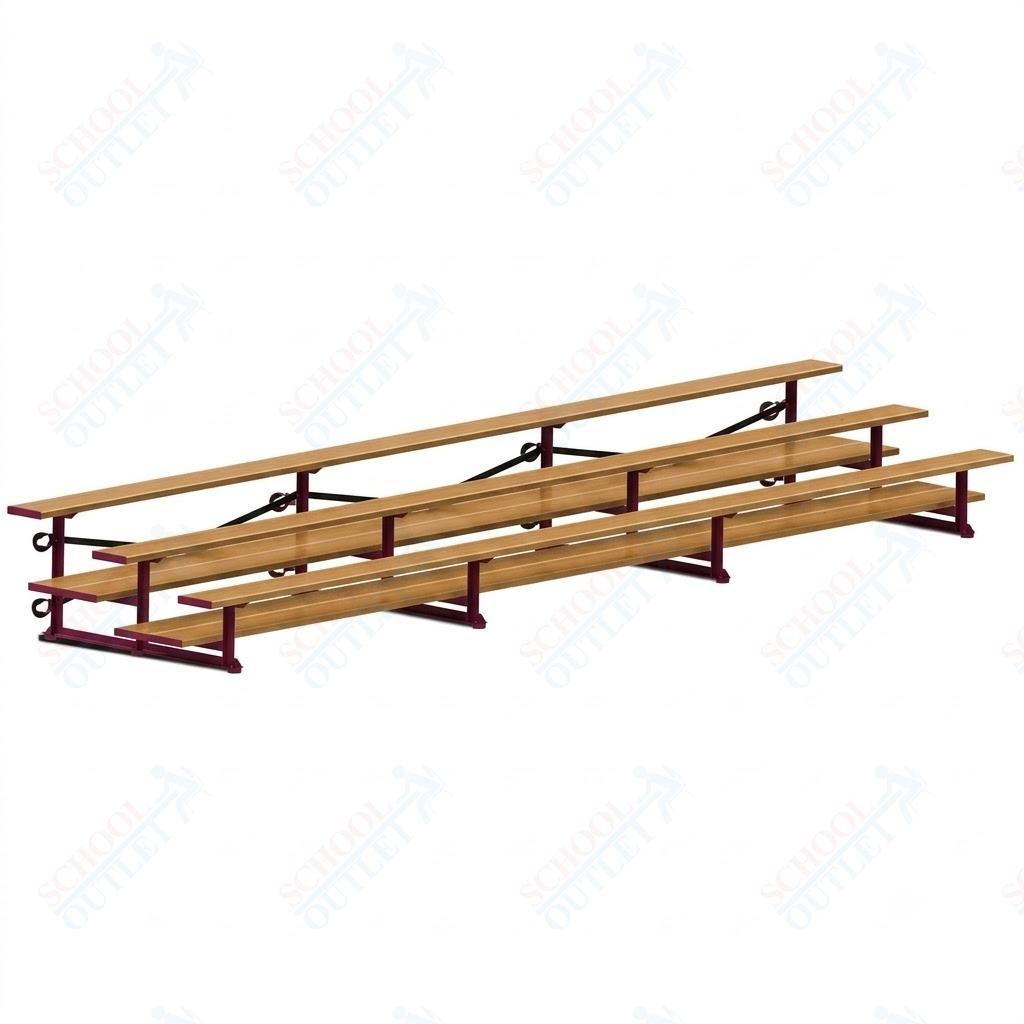Jaypro Sports Bleacher  - 3 Row - Tip & Roll, Double Foot Plank, Powder Coated - 21' L (BLDP-321TRGPC)