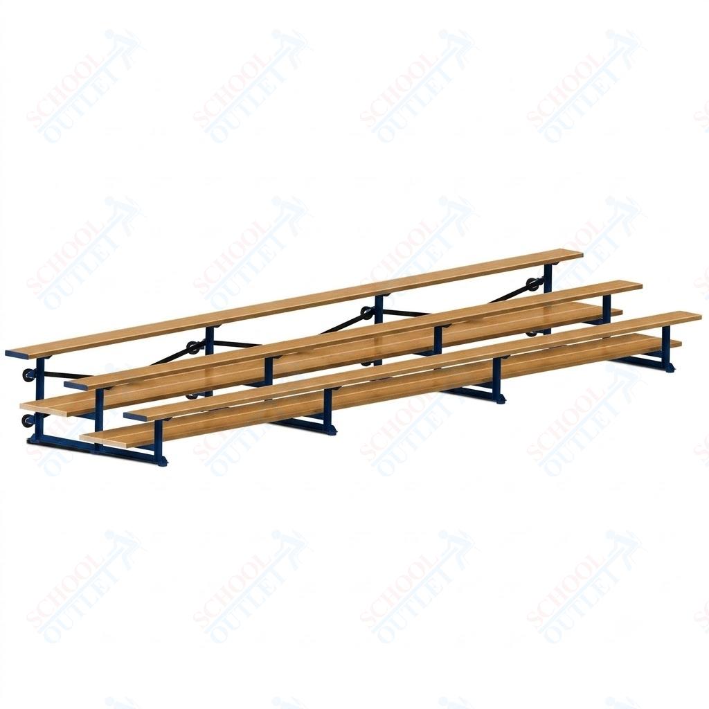 Jaypro Sports Bleacher  - 3 Row - Tip & Roll, Double Foot Plank, Powder Coated - 21' L (BLDP-321TRGPC)