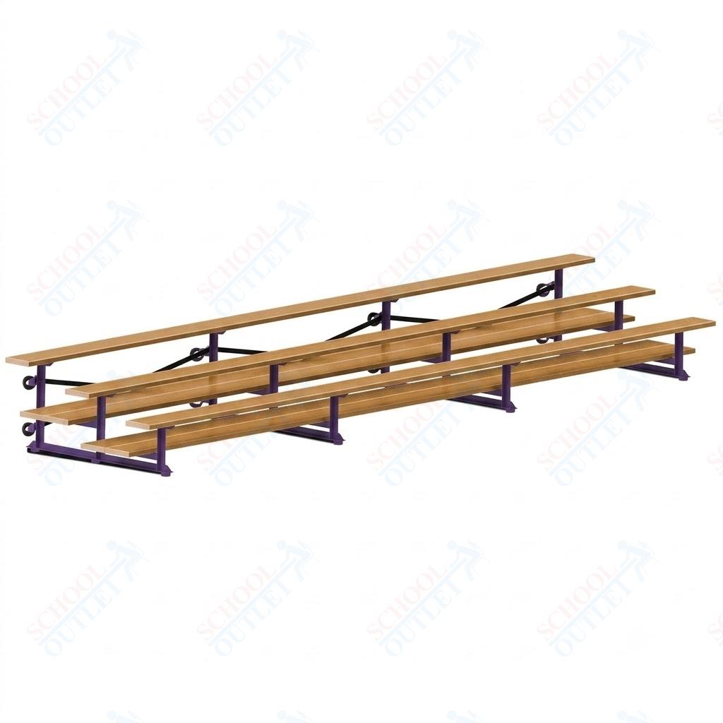 Jaypro Sports Bleacher  - 3 Row - Tip & Roll, Double Foot Plank, Powder Coated - 21' L (BLDP-321TRGPC)
