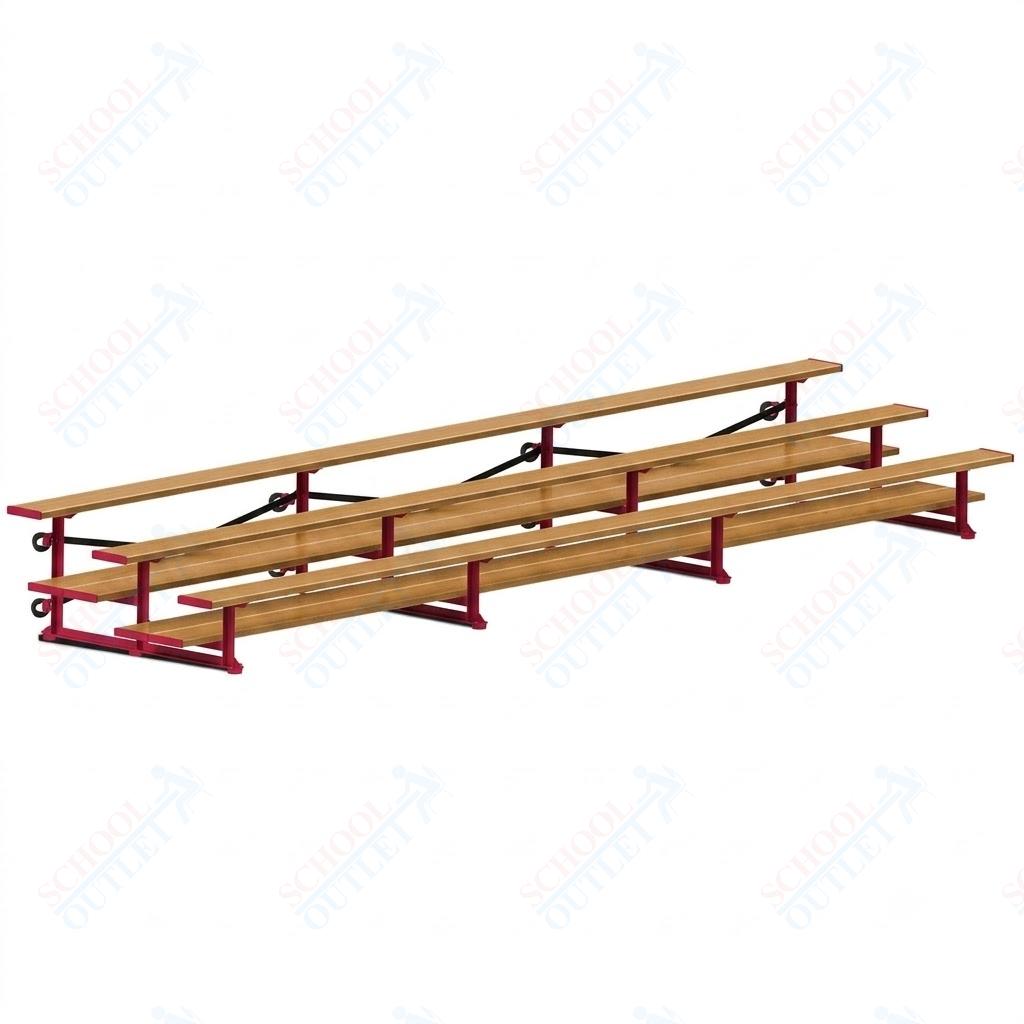 Jaypro Sports Bleacher  - 3 Row - Tip & Roll, Double Foot Plank, Powder Coated - 21' L (BLDP-321TRGPC)