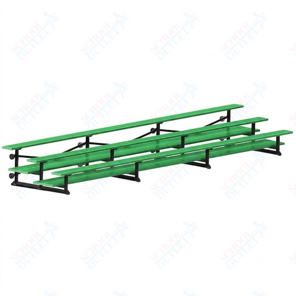 Jaypro Sports Bleacher  - 3 Row - Tip & Roll, Double Foot Plank, Powder Coated - 21' L (BLDP-321TRGPC)