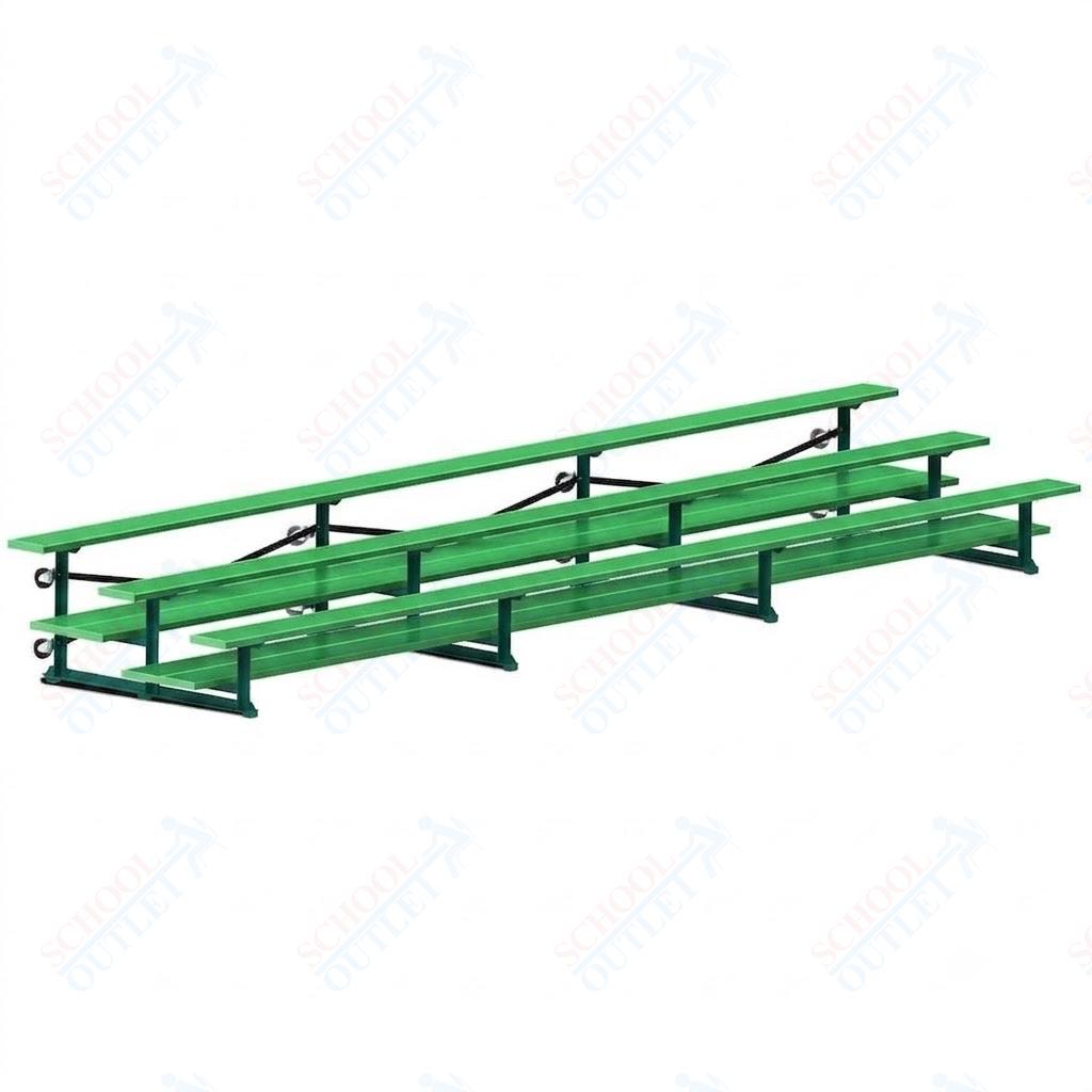 Jaypro Sports Bleacher  - 3 Row - Tip & Roll, Double Foot Plank, Powder Coated - 21' L (BLDP-321TRGPC)