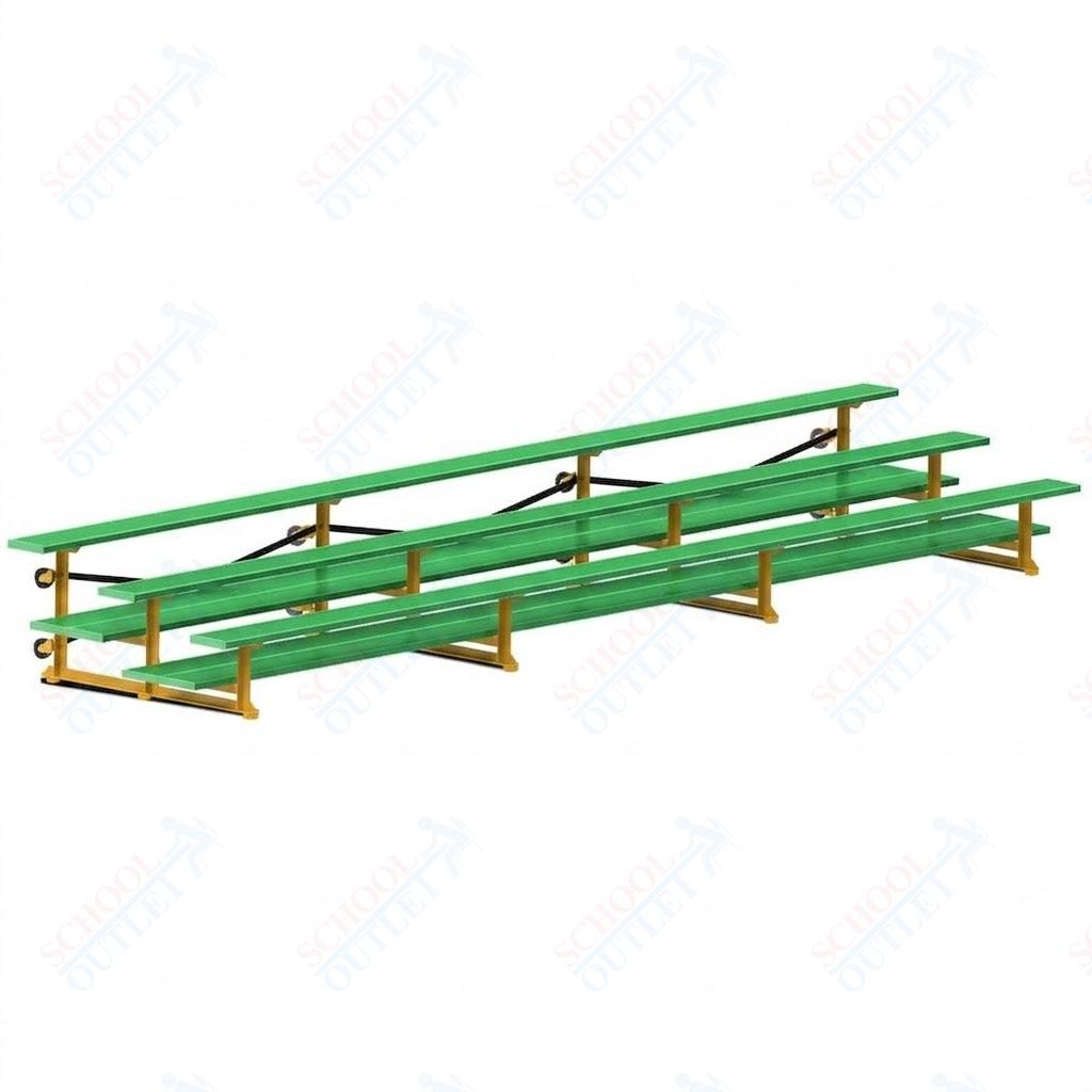 Jaypro Sports Bleacher  - 3 Row - Tip & Roll, Double Foot Plank, Powder Coated - 21' L (BLDP-321TRGPC)