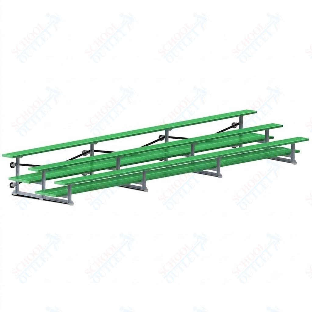 Jaypro Sports Bleacher  - 3 Row - Tip & Roll, Double Foot Plank, Powder Coated - 21' L (BLDP-321TRGPC)