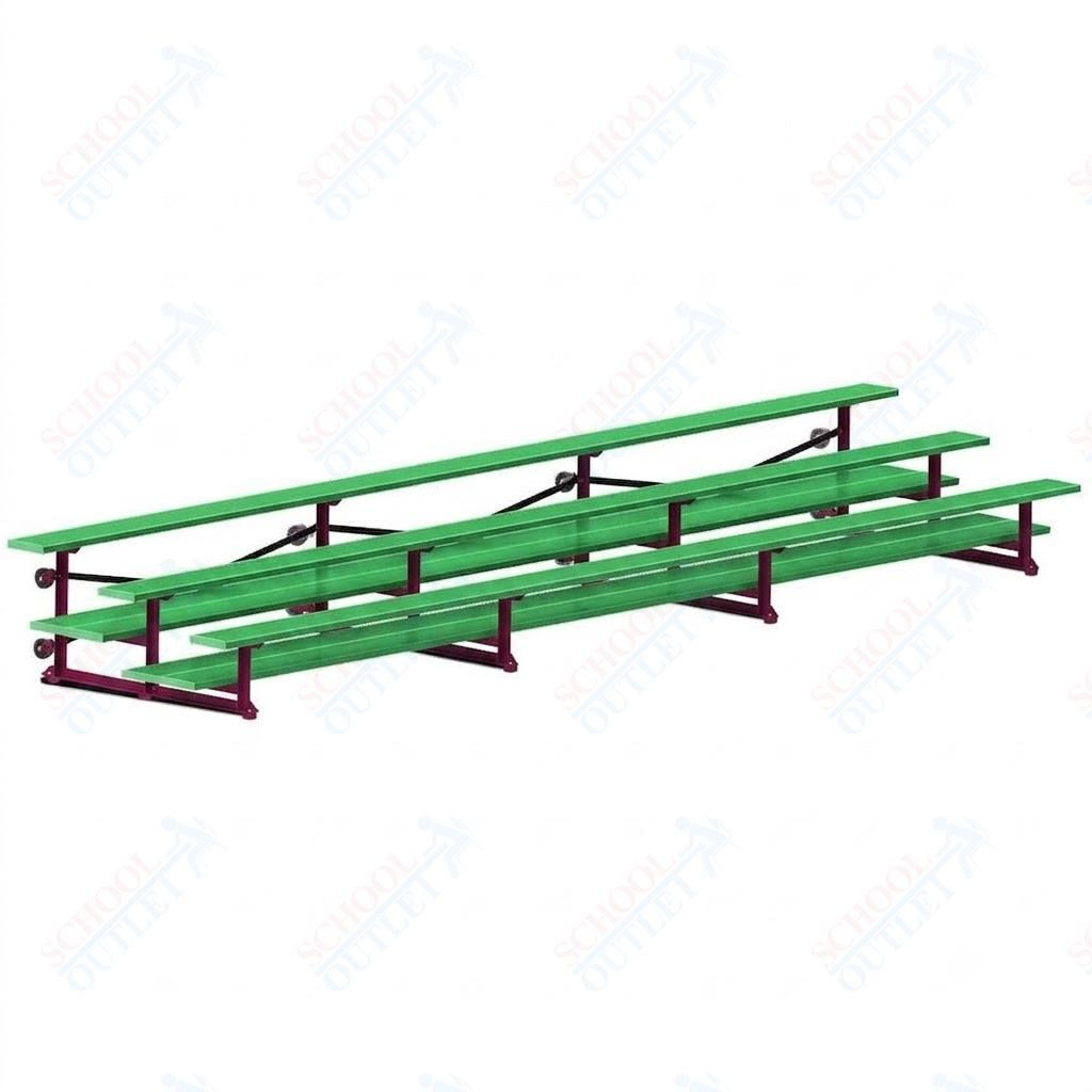 Jaypro Sports Bleacher  - 3 Row - Tip & Roll, Double Foot Plank, Powder Coated - 21' L (BLDP-321TRGPC)