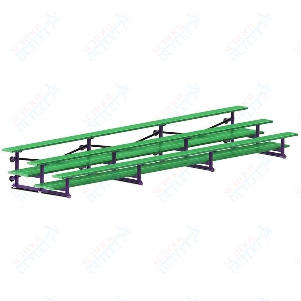 Jaypro Sports Bleacher  - 3 Row - Tip & Roll, Double Foot Plank, Powder Coated - 21' L (BLDP-321TRGPC)