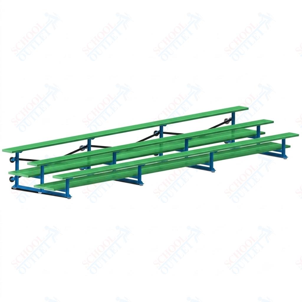 Jaypro Sports Bleacher  - 3 Row - Tip & Roll, Double Foot Plank, Powder Coated - 21' L (BLDP-321TRGPC)